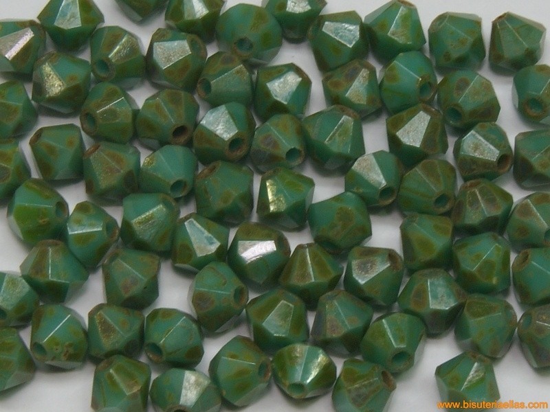 Tupí 4mm verde turquesa jaspeado (10 uds.)