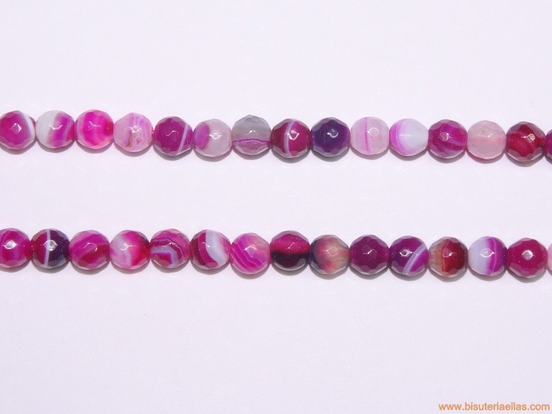 Bola facetada ágata fucsia Ø6mm