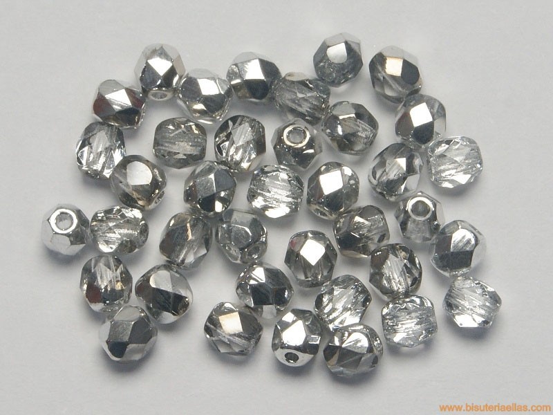 Bola facetada 4mm plata-cristal