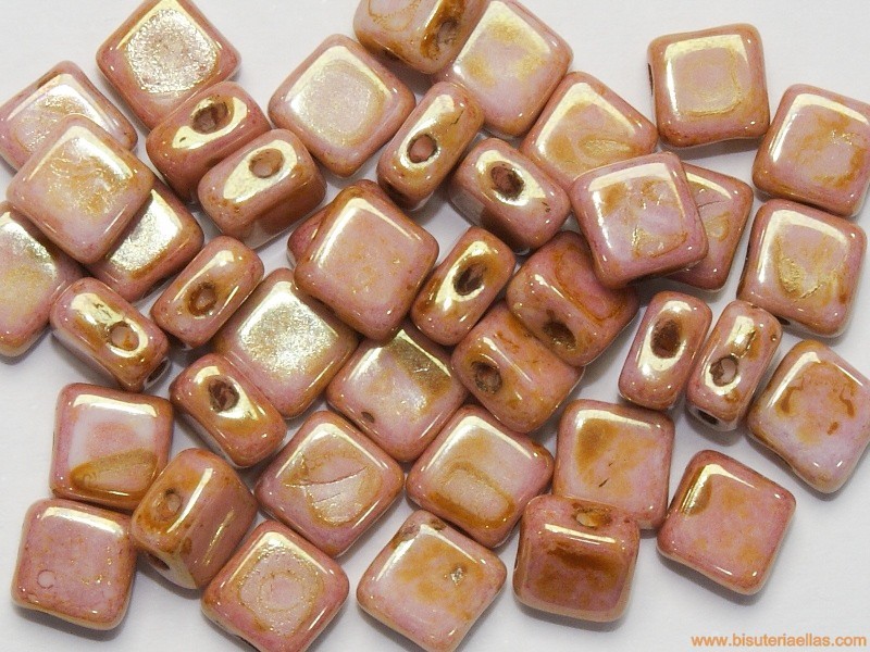 Rocalla Silky Bead 6x6mm rosa jaspeado