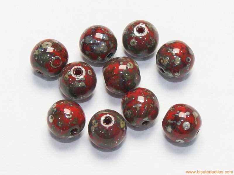 Bola cristal Ø6mm coral oscuro jaspeado