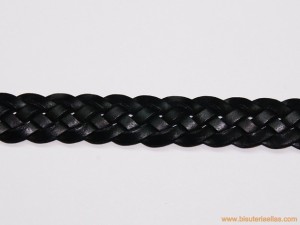 Cuero trenza plano 13mm negro