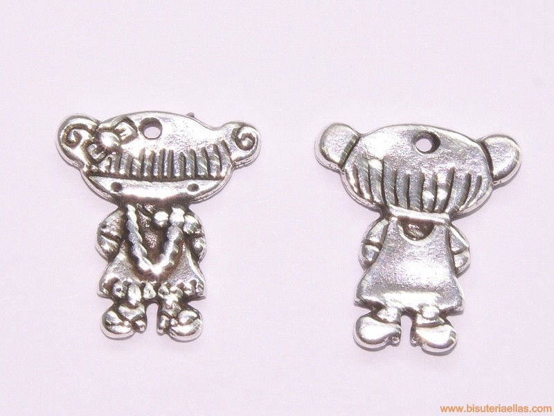 Colgante LOLA 20mm coqueta en zamak baño plata