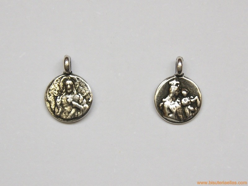 Medalla 8mm 2 caras "Sagrado Corazón" zamak baño plata