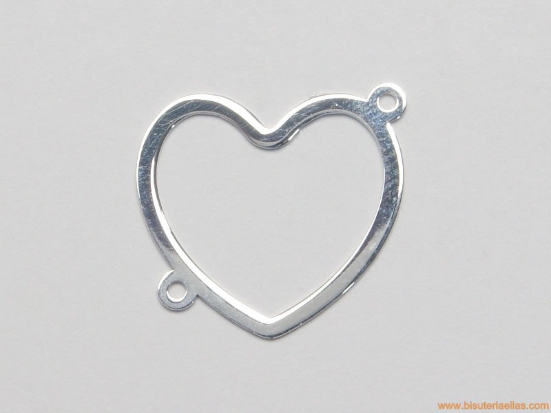 Conector corazón en plata 19mm