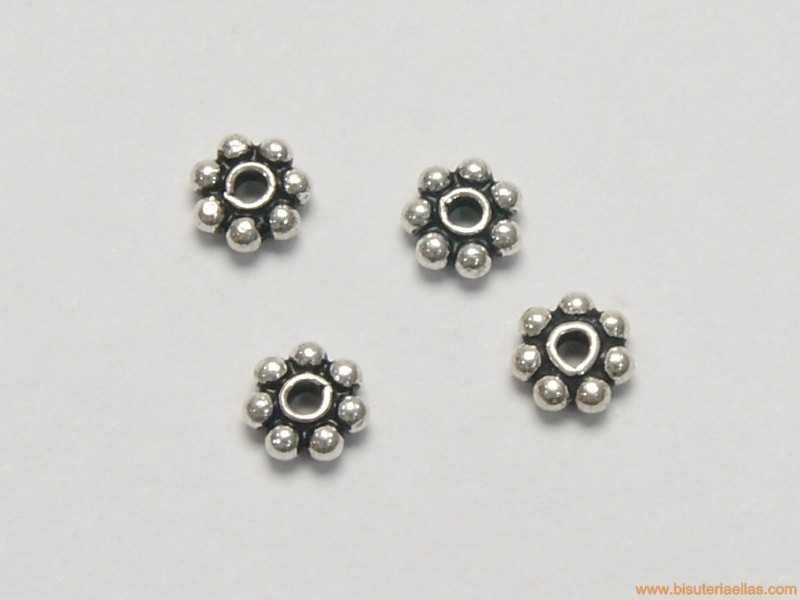 Entrepieza puntitos en plata 5mm paso 1mm