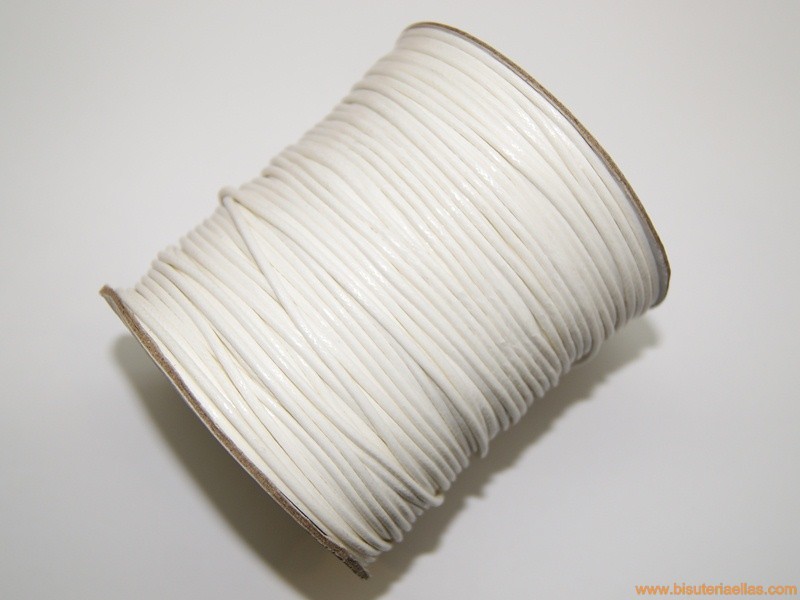 Cordón trenzado encerado 2mm blanco (rollo)