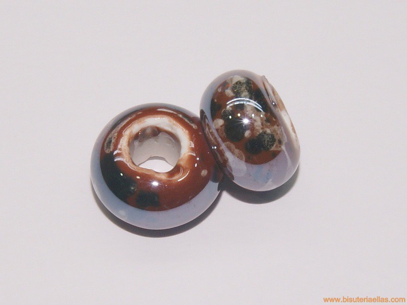 Bola chata Ø16x10mm paso 6mm marrón oscuro