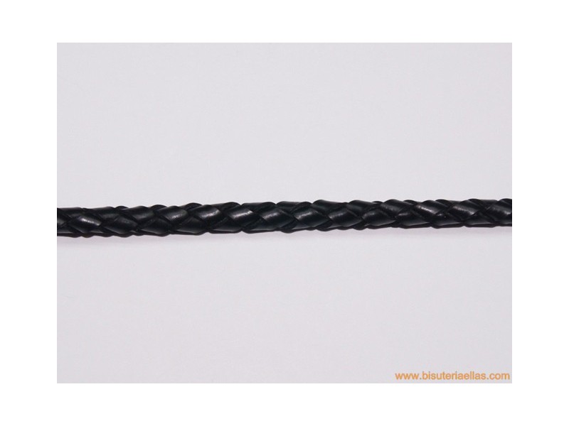 Cuero trenzado tubular 4mm negro