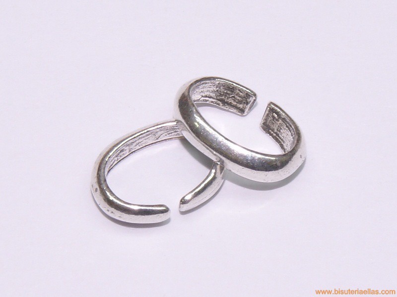 Anilla ovalada ancha 12x8mm con baño de plata