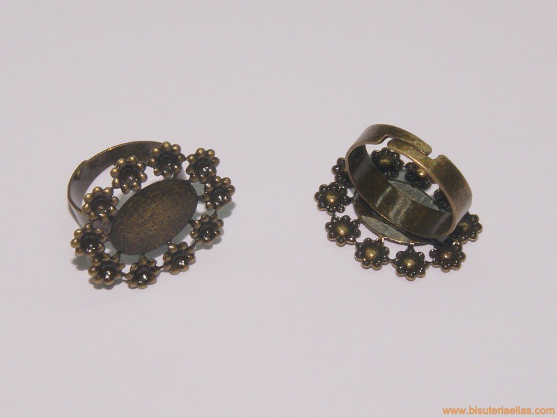 Anillo base para camafeo 15x10mm bronce