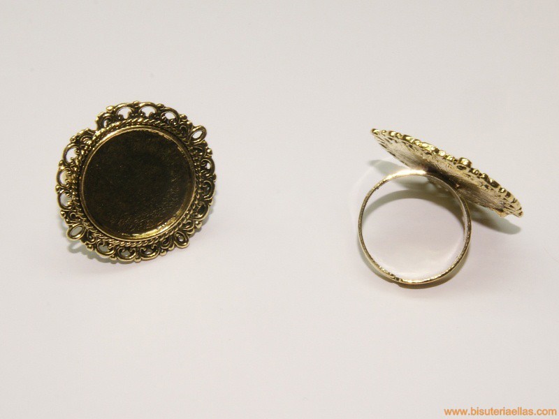 Base anillo para camafeo 19mm dorado
