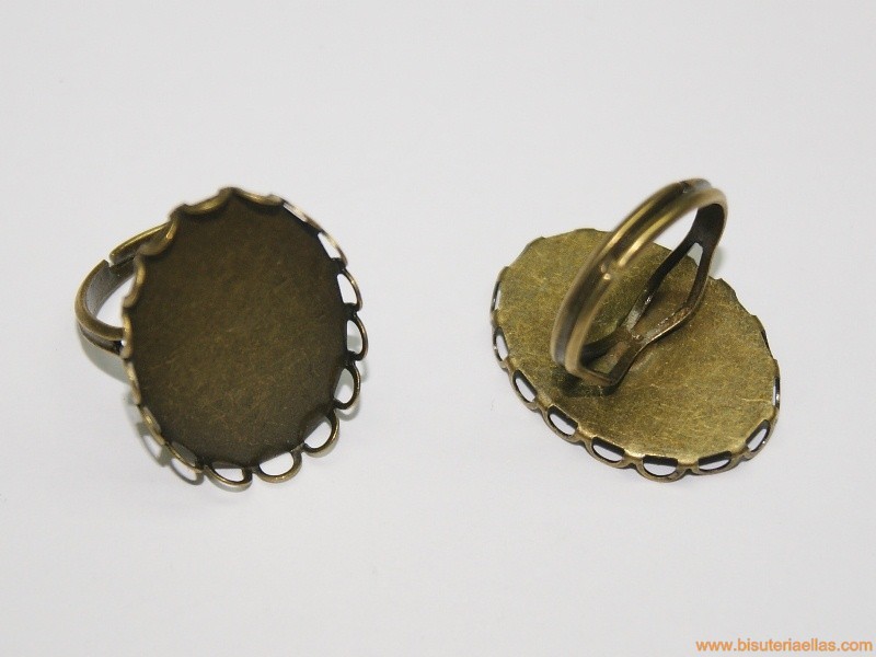 Base anillo para camafeo 25x18mm bronce