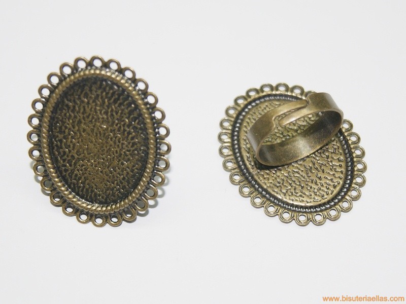 Base anillo para camafeo 25x19mm bronce