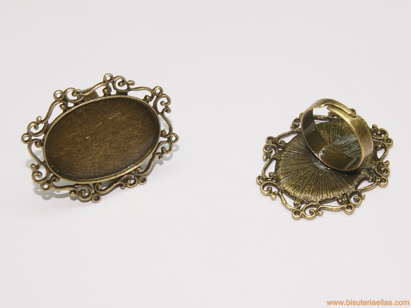 Base anillo para camafeo 29x21mm bronce