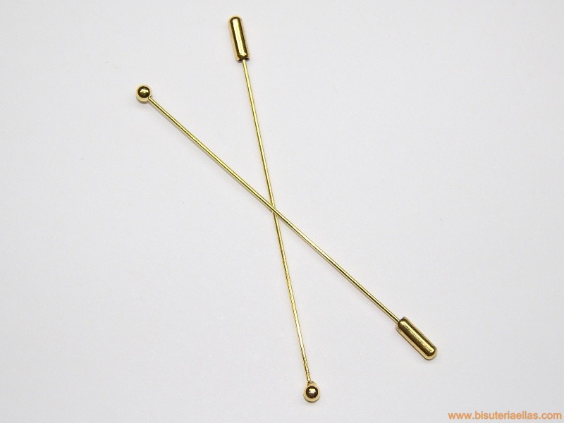 Aguja para broche bolita 9cm dorada