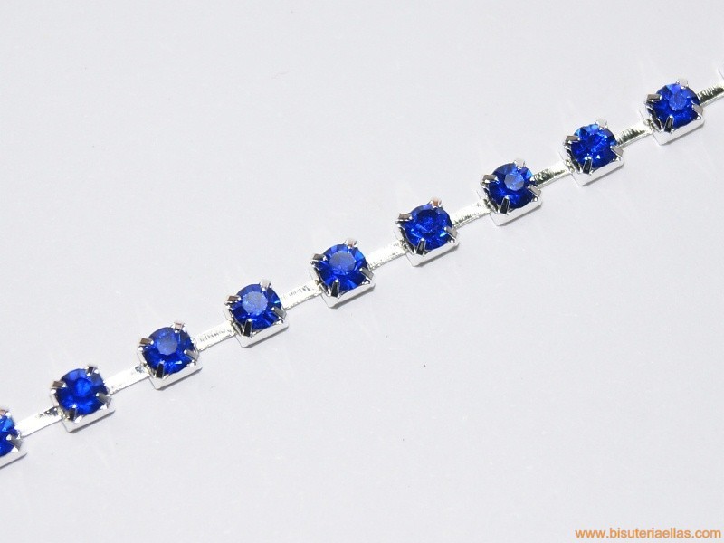 Cadena cristal engastado azul 3mm