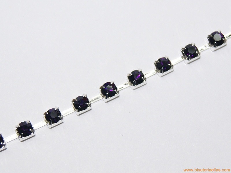 Cadena cristal engastado lila 3mm