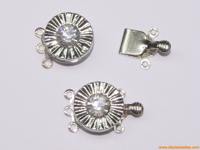 Cierre 3 vías con strass Ø14mm