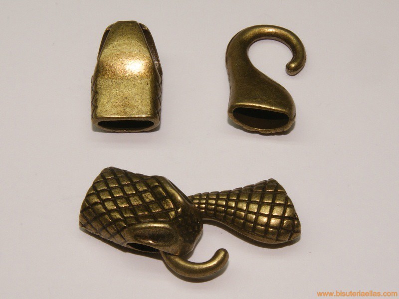 Cierre cuero media caña serpiente bronce