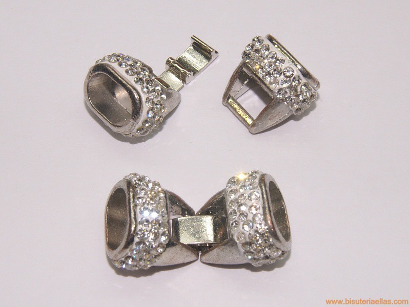 Cierre cuero regaliz con strass