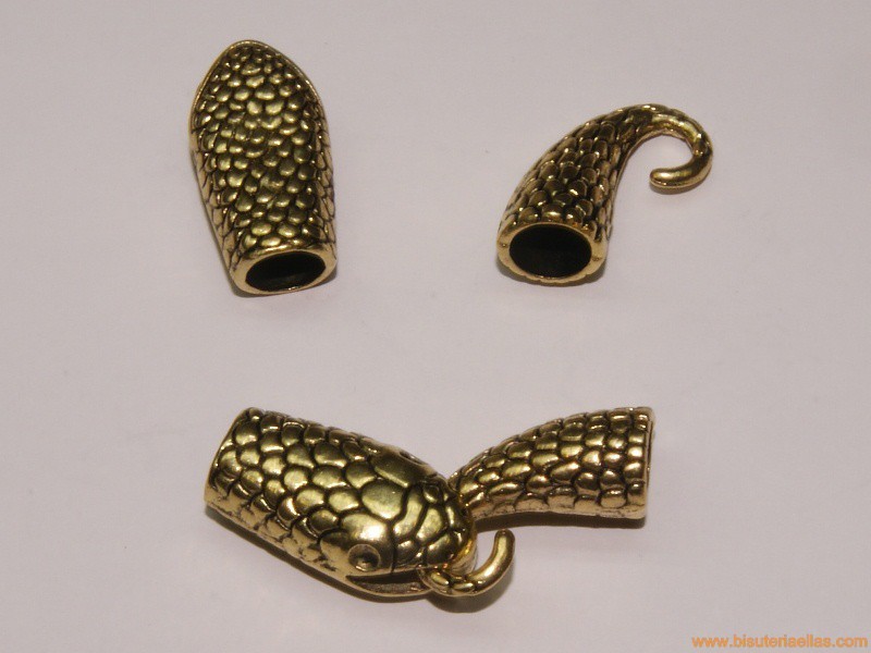 Cierre gancho serpiente paso 7mm dorado