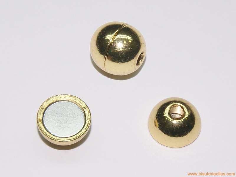 Cierre imán bola Ø13mm paso 4mm dorado