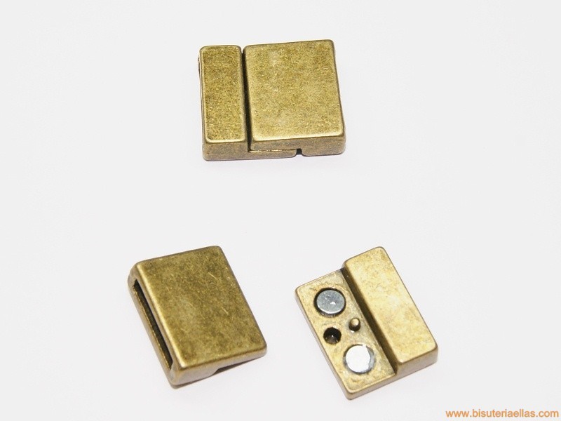 Cierre imán plano paso 14x2,5mm bronce