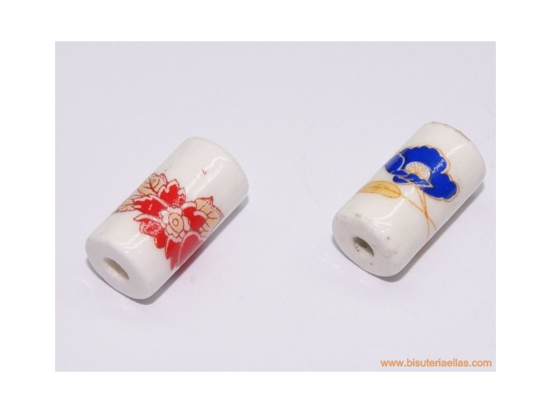 Tubo cerámico flores variadas 17x9mm paso 3mm