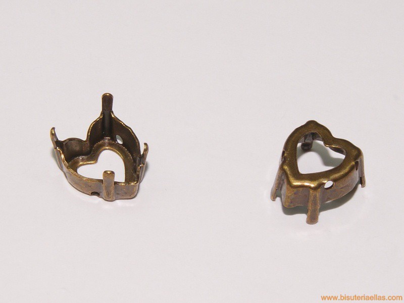 Engaste para piedra corazón 11mm bronce