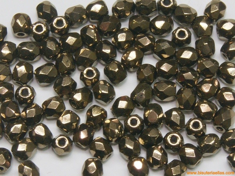 Bola facetada 3mm bronce metálico