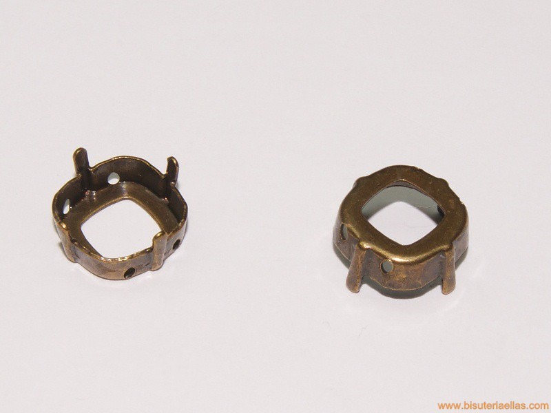 Engaste para piedra cuadrada o redonda 12mm bronce