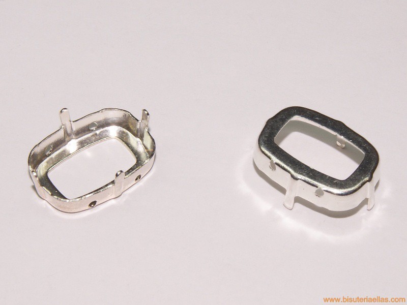 Engaste para piedra rectangular 18x13mm plateado