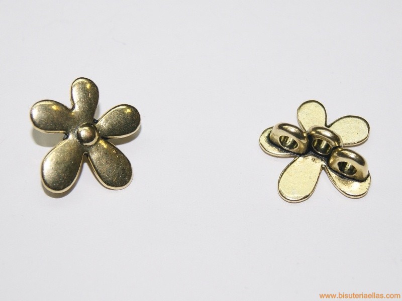 Entrepieza flor 3 vías 19mm paso 3mm dorada