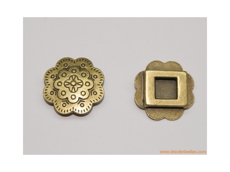 Entrepieza flor decorada 25mm especial anillo bronce