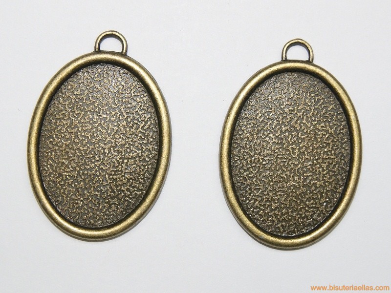 Medalla base para camafeo 2 caras 39x28mm bronce