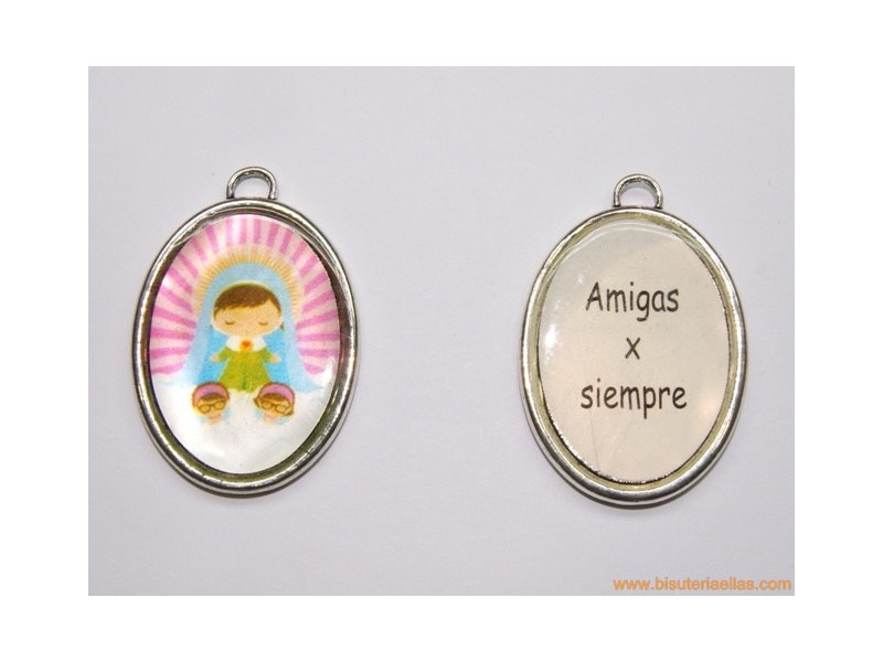 Medalla ovalada rosa 45x34mm