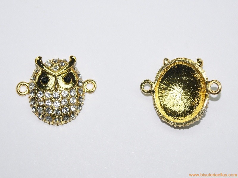Entrepieza buho con strass 35mm dorado