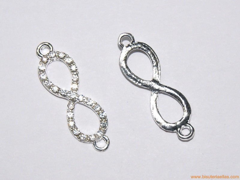 Entrepieza infinito con strass 26x10mm