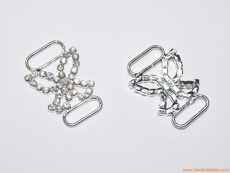 Entrepieza mariposa con strass 31x21mm paso 13mm