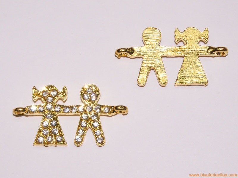 Entrepieza niños con strass 34mm dorado