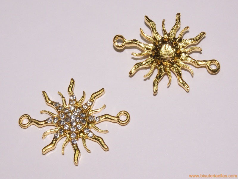 Entrepieza sol con strass 31mm dorado