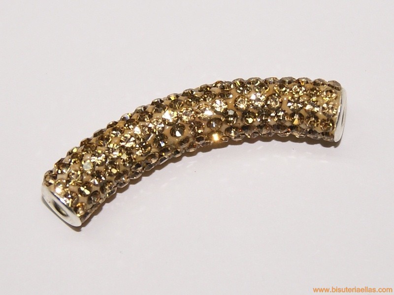 Tubo con strass 47mm paso 4mm dorado