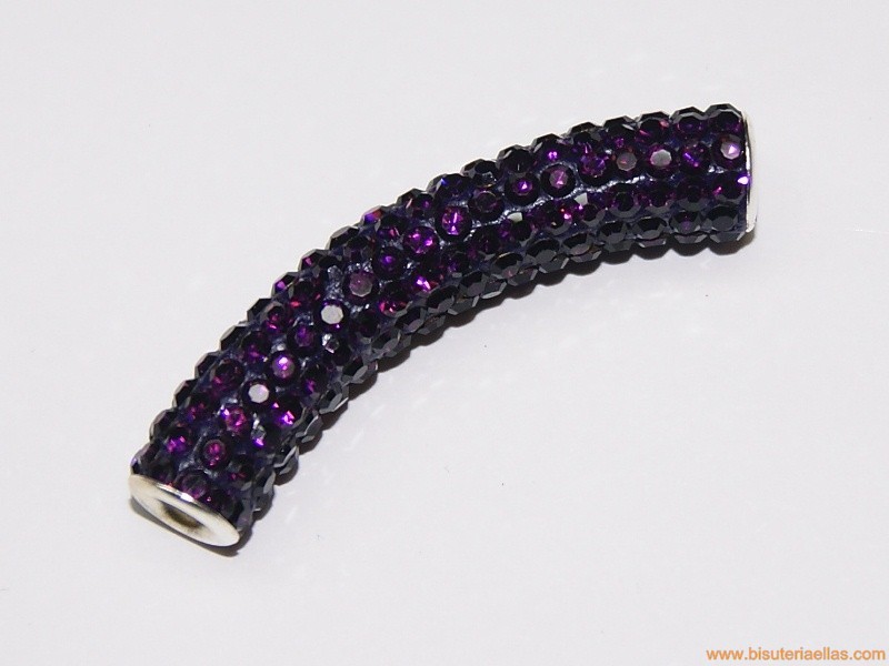 Tubo con strass 47mm paso 4mm morado