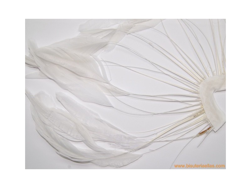 Pluma para tocado montada 20cm blanca