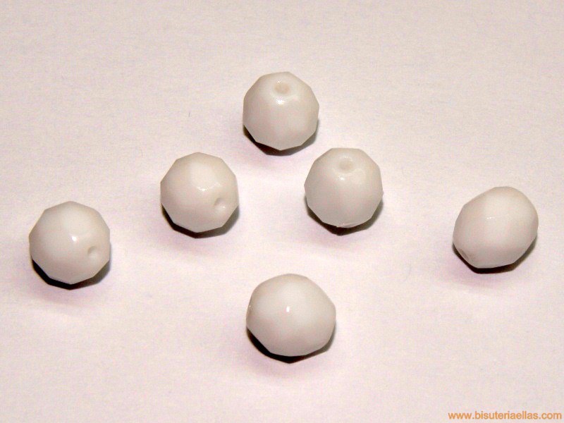 Bola facetada 8mm blanco opaco