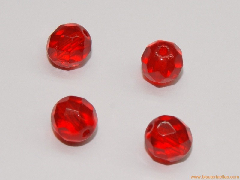 Bola facetada 8mm rojo