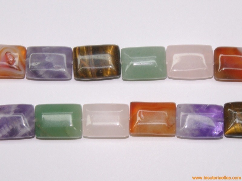 Rectángulo ágatas variadas 18x13mm