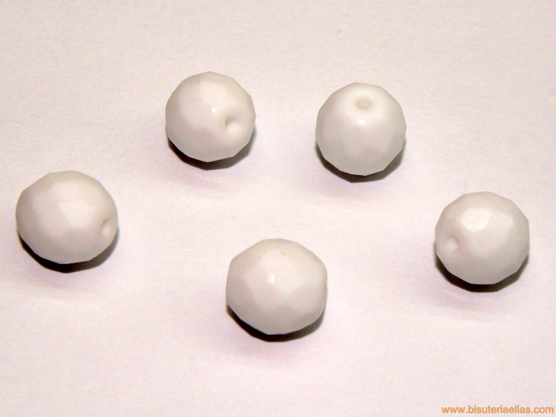 Bola facetada 10mm blanco opaco