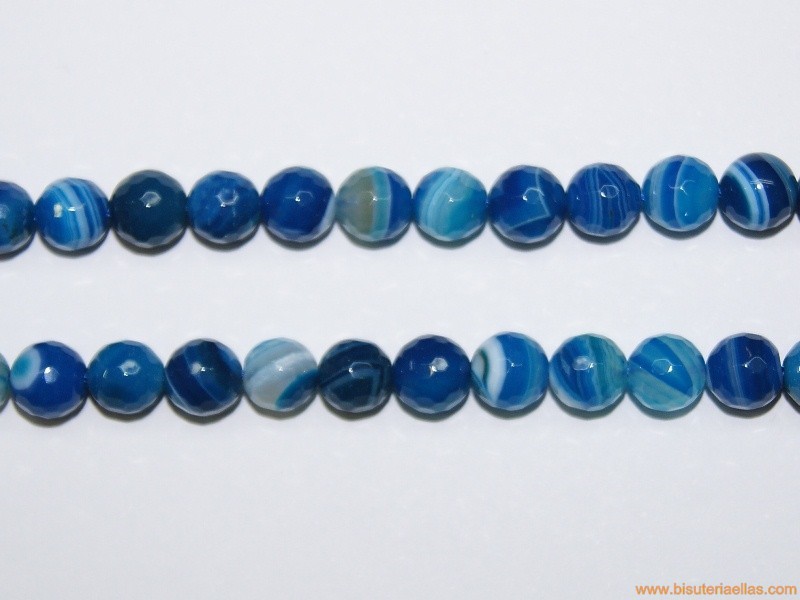 Bola facetada ágata azul Ø8mm